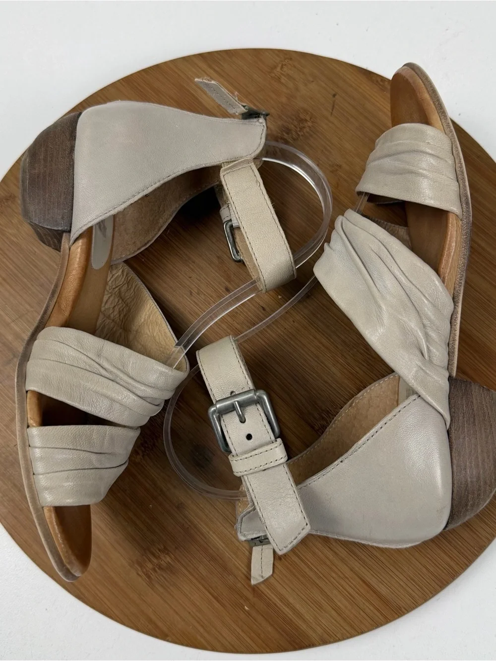 Miz Mooz Cassie Leather Ankle-Strap Sandals in Light Taupe